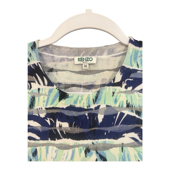 Kenzo Paris Cotton Blend Multicolored Fit And Flare Dress Size Medium R1 - Picture 2 of 6